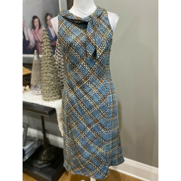 WD.NY Dresses & Skirts - WD.NY Silk Blend Tweed Plaid Sleeveless Sheath